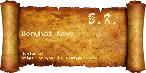 Bonyhai Keve névjegykártya